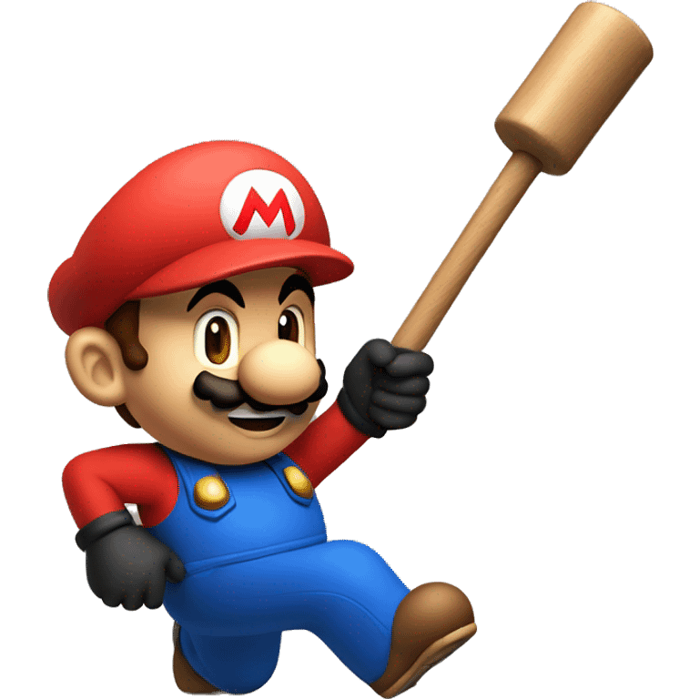 Super Mario with a plunger in his hands emoji