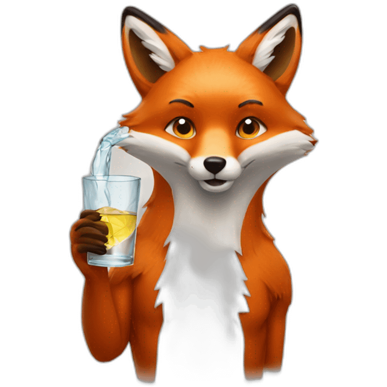 Fox drinks vodka emoji