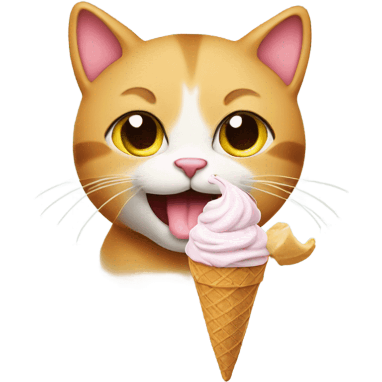 Cat eating ice cream emoji