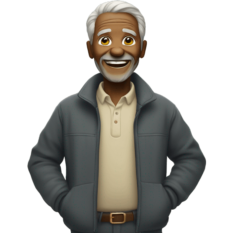 smiling old man outdoors emoji