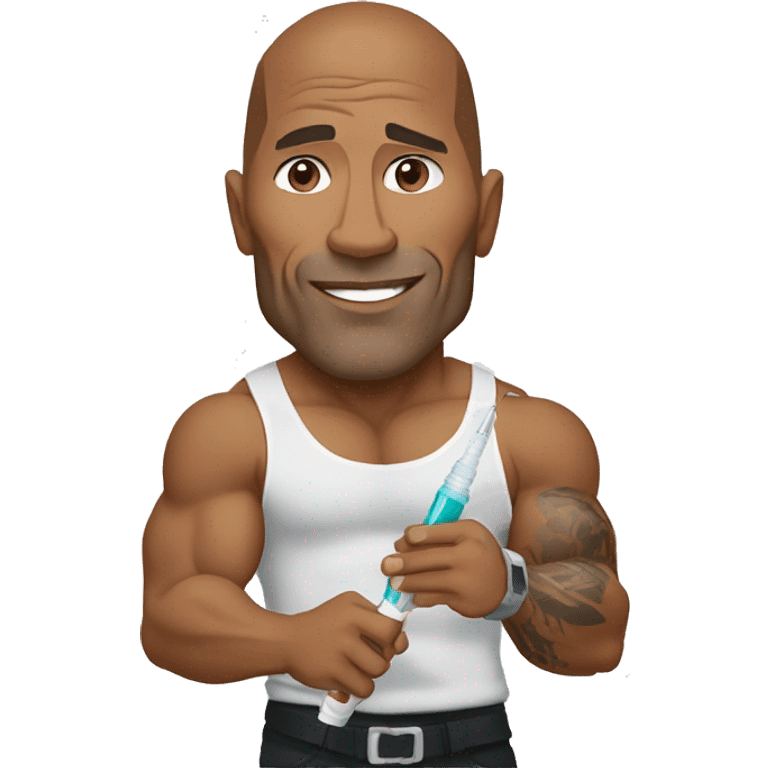 Dwayne Johnson with syringe emoji