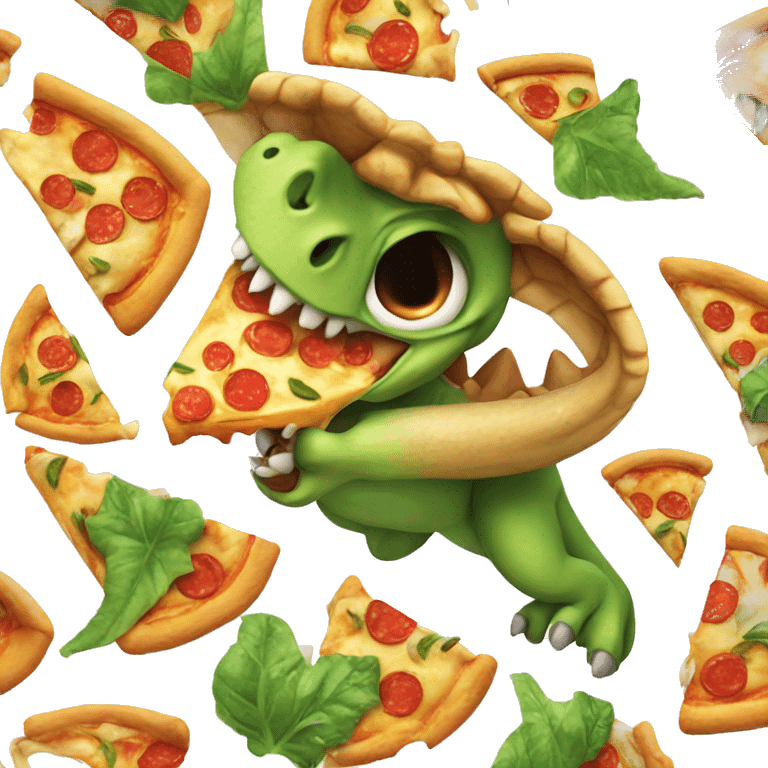 Dinosaur eating pizza  emoji