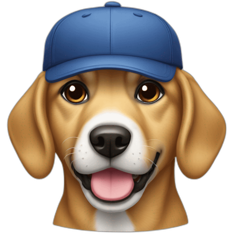 Chien avec une casquette emoji