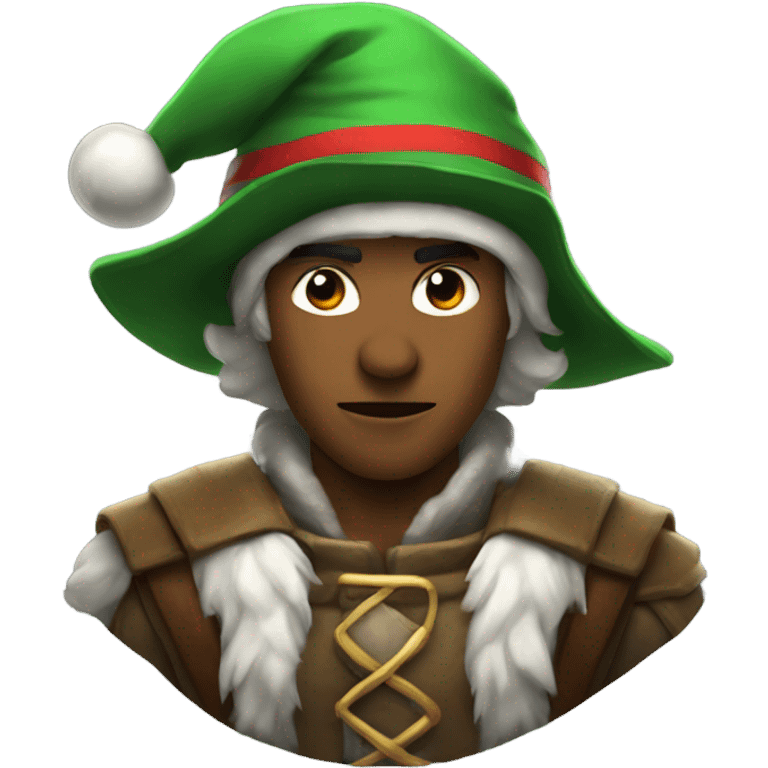 Fierce human male ranger wearing santa hat emoji