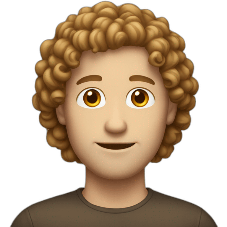 white guy with brown curly middle parting hair emoji