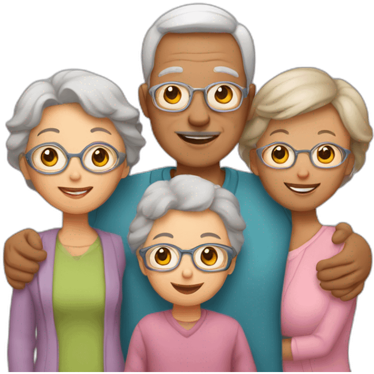 family of 3 with grandchild and 2 grandparents emoji