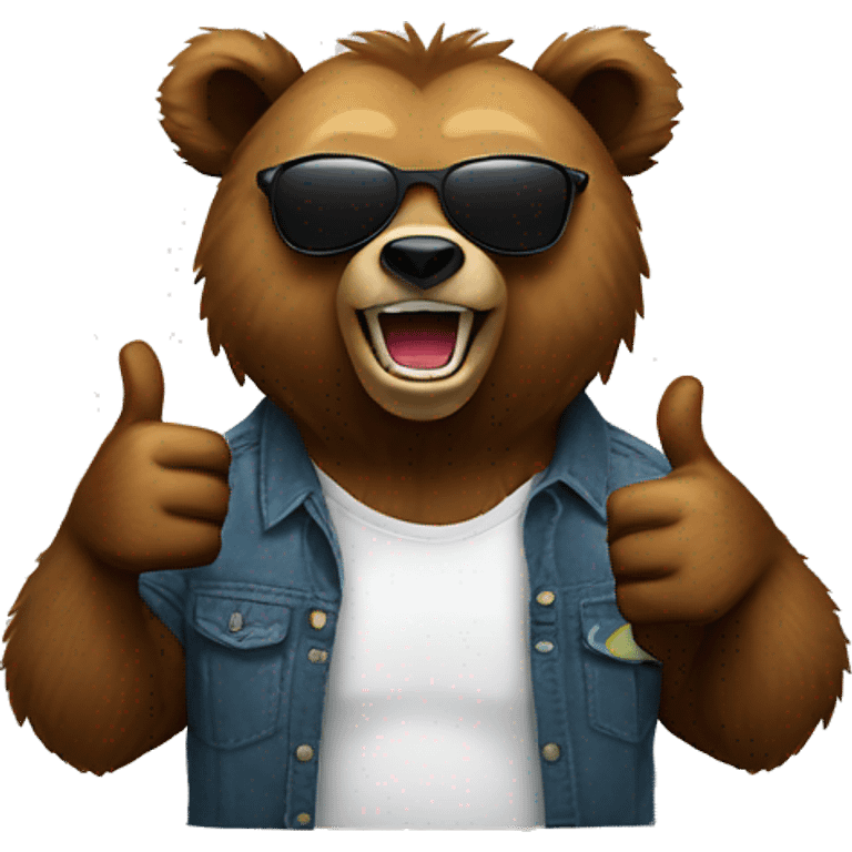 Grizzly bear with sunglasses and wirh thumbs up emoji