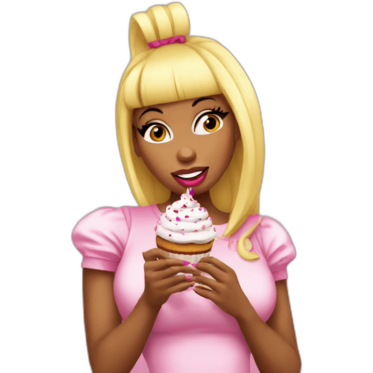 Nicki Minaj eating a cupcake  emoji