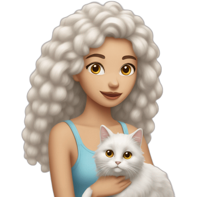 Girl-and-cat-angora emoji