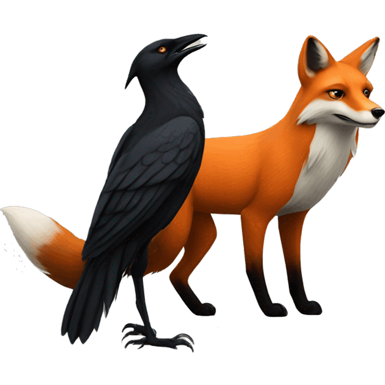 realistic fox and crow emoji