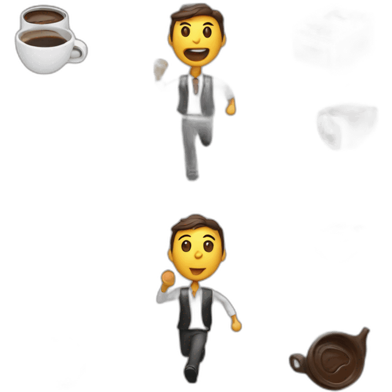 Person running away with espresso machine emoji