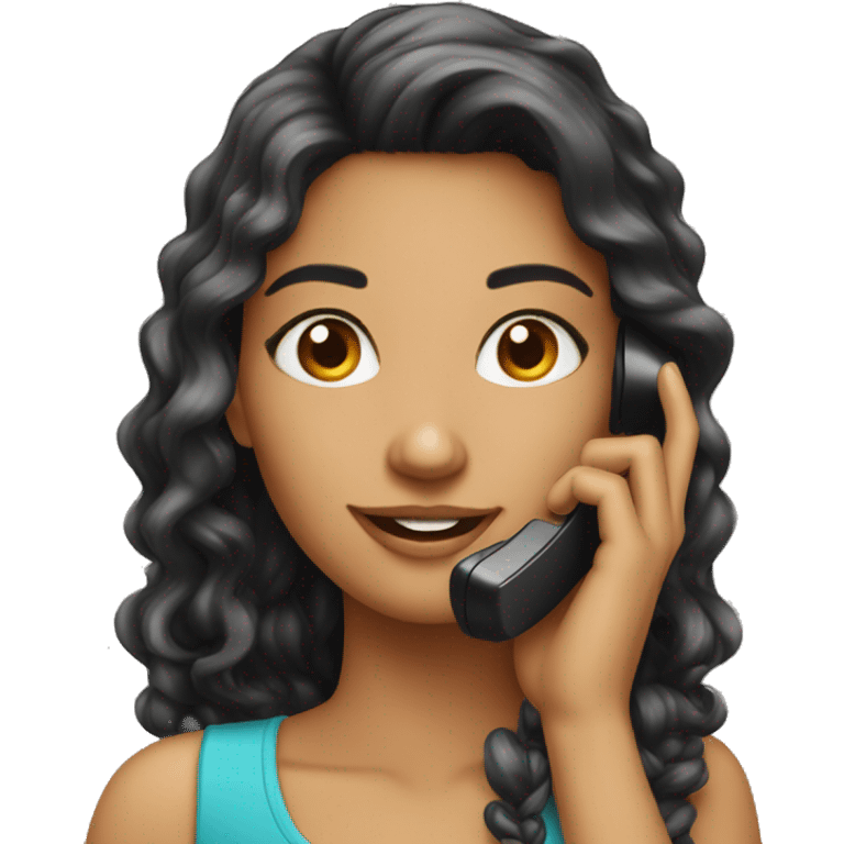 A beautiful girl on phone call emoji