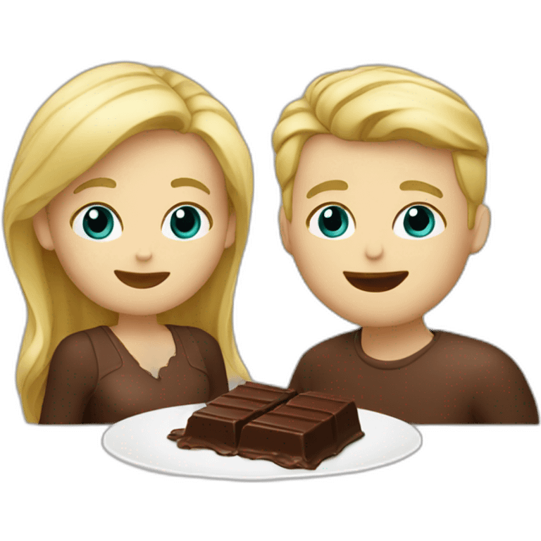 blond white couple eating chocolat emoji