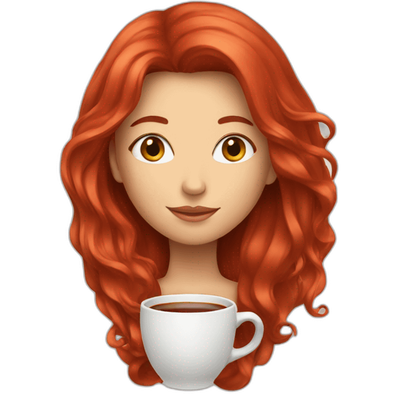 a cup with a woman with long red hair emoji