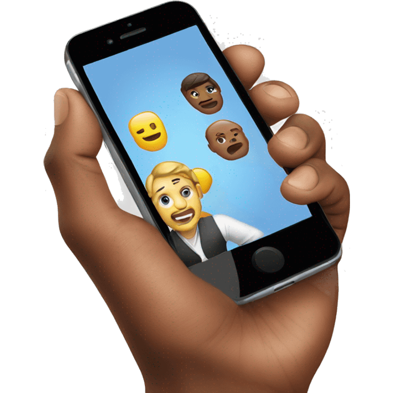 front side iPhone in man hand emoji