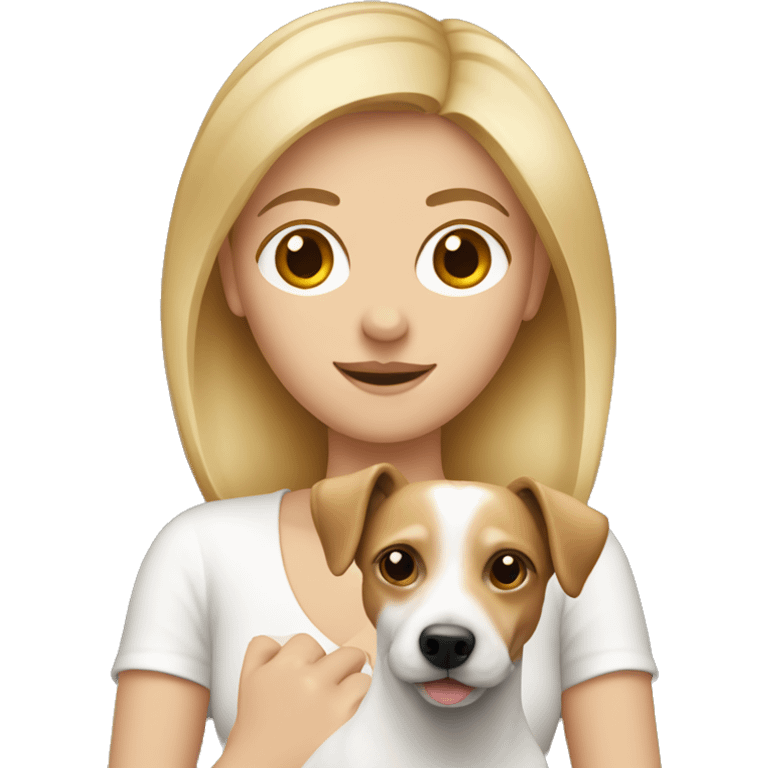 Blonde woman holding a Jack Russell  emoji