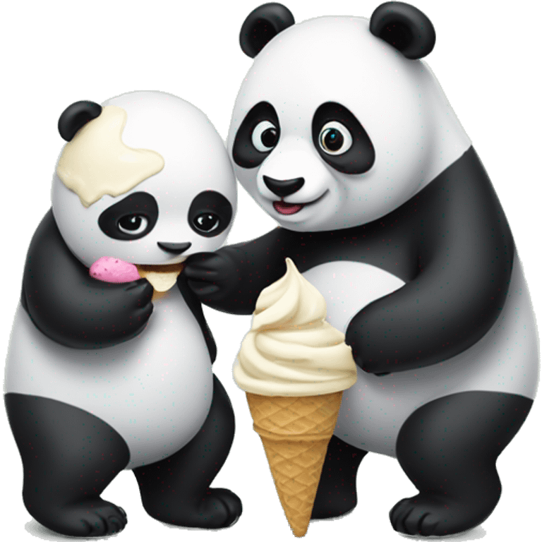 Panda eating ice cream with ugly girl emoji