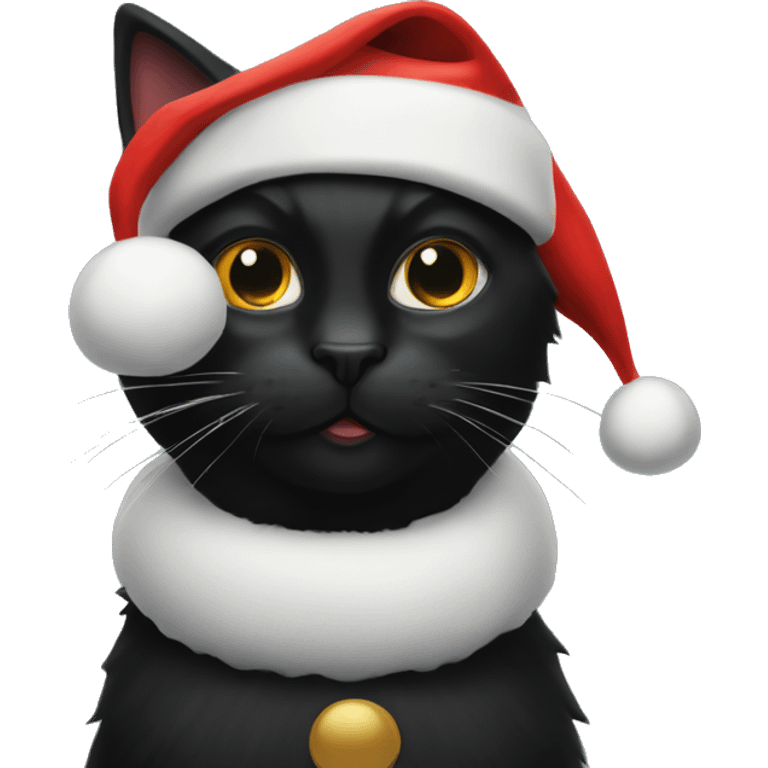 Black cat with a Santa hat emoji