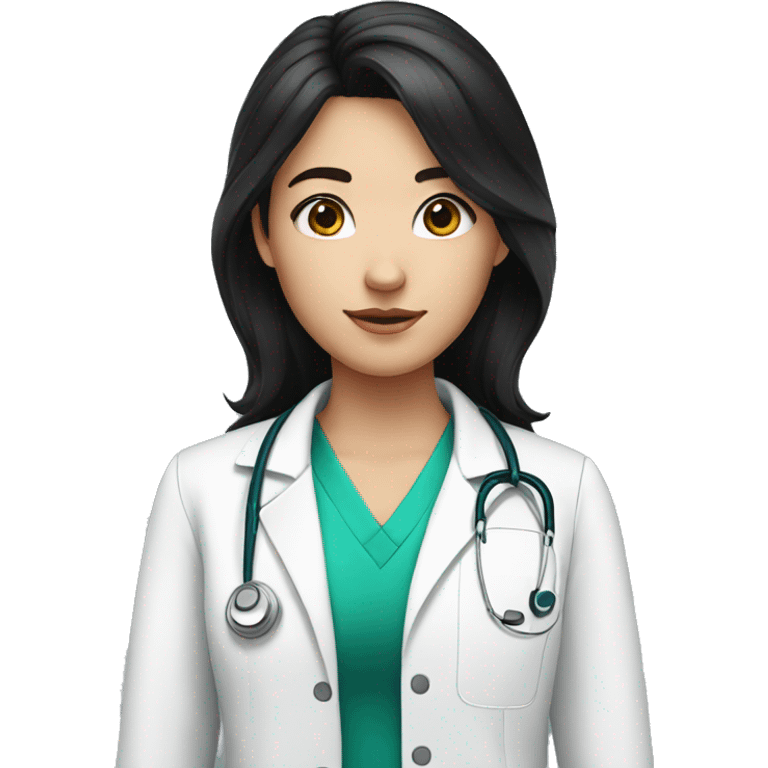 a teenager doctor student white skin, black hair emoji