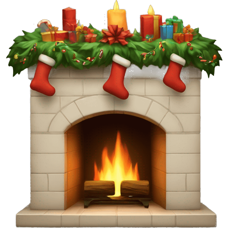 A realistic Christmas fireplace emoji