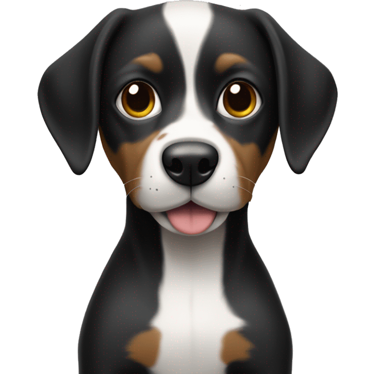 Perro pequines negro con pecho blablanco y un pedazito de lengua afuera emoji