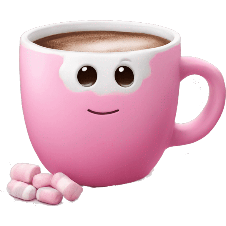 create a pink christmas mug with hot chocolate and marshmallows  emoji