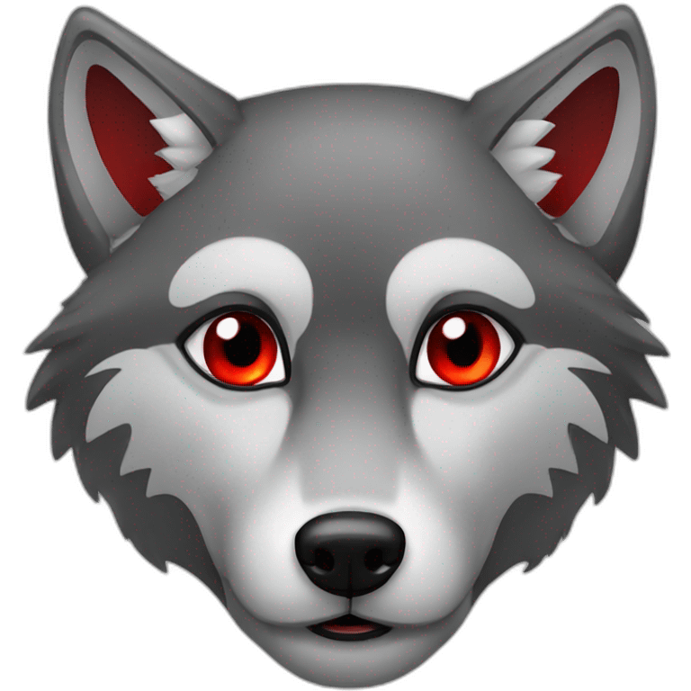 Grey wolf red eyes  emoji