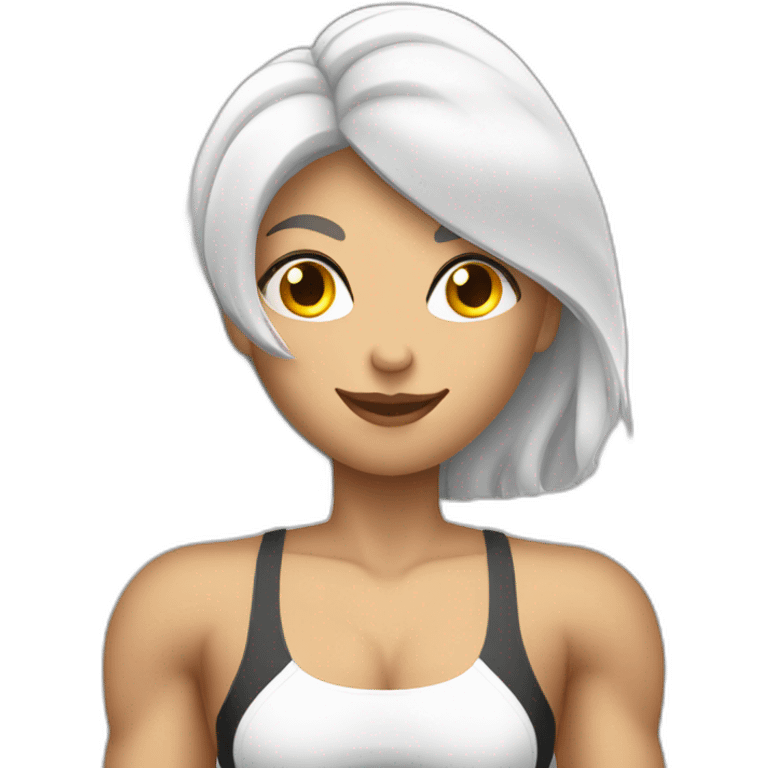 body builder girl white shape with muscles emoji