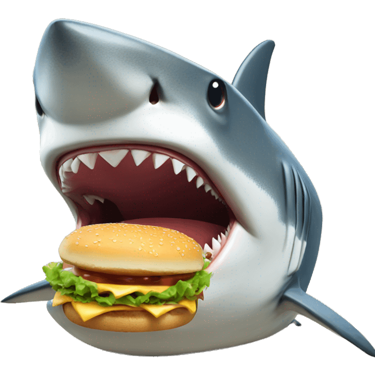 shark eating burger emoji