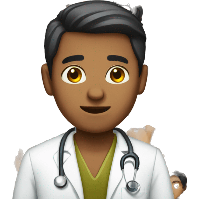 Male Indian doctor with short black hair and brown skin emoji