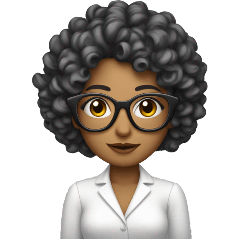 mujer pelo rizado con mechas rubias y gafas tez blanca emoji