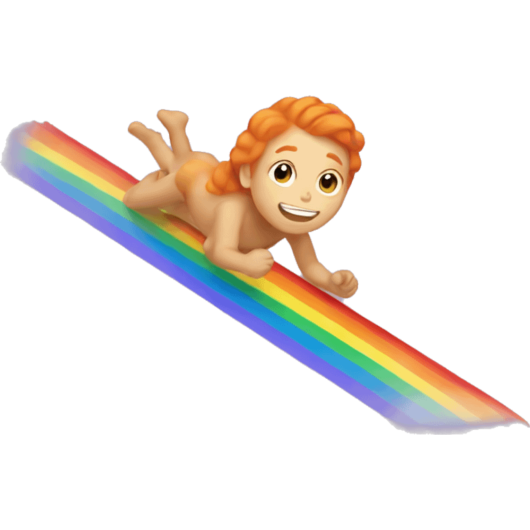 Ginger sliding on rainbow emoji