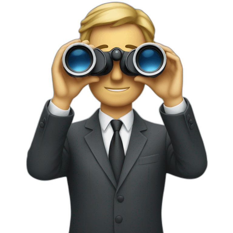 man in suit looking through binoculars emoji