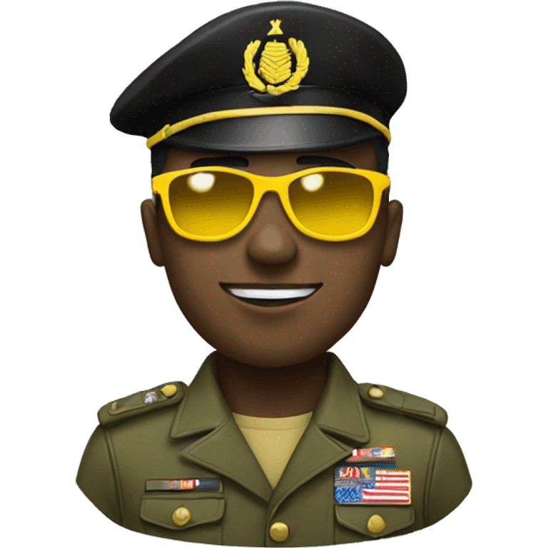 black solider with yellow sunglasses emoji