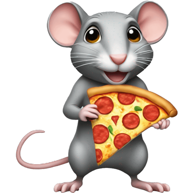 A rat holding a pizza emoji