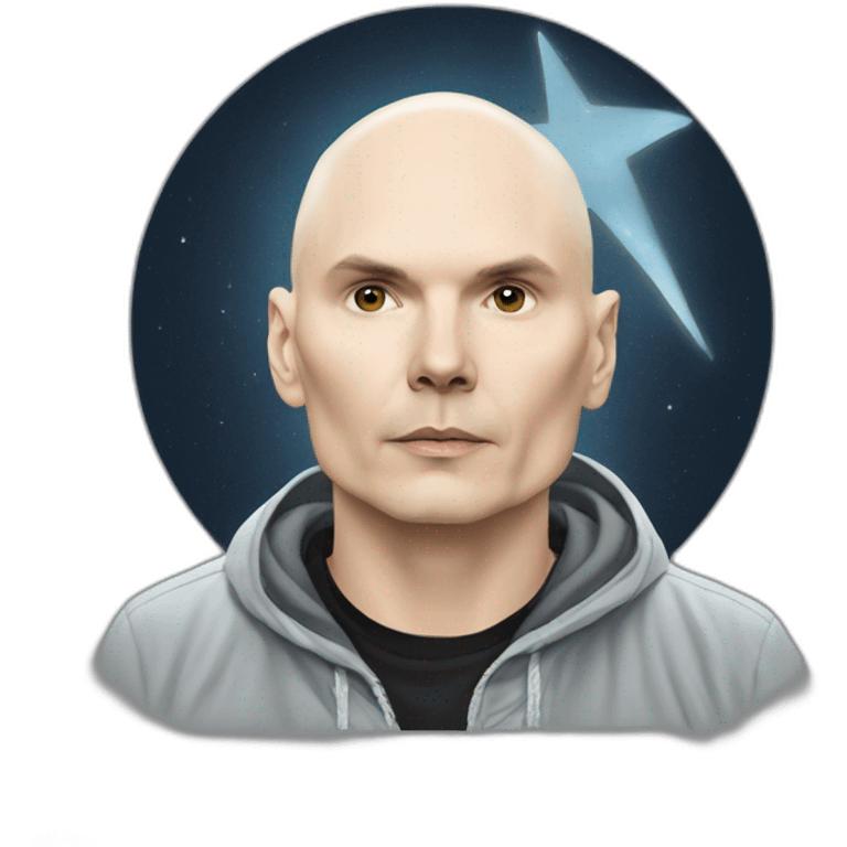 Billy corgan with a silver star on his t-shirt emoji