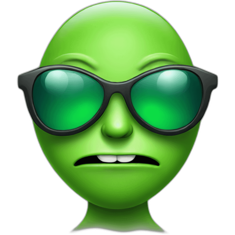 Green cartoon alien with sunglasses  emoji