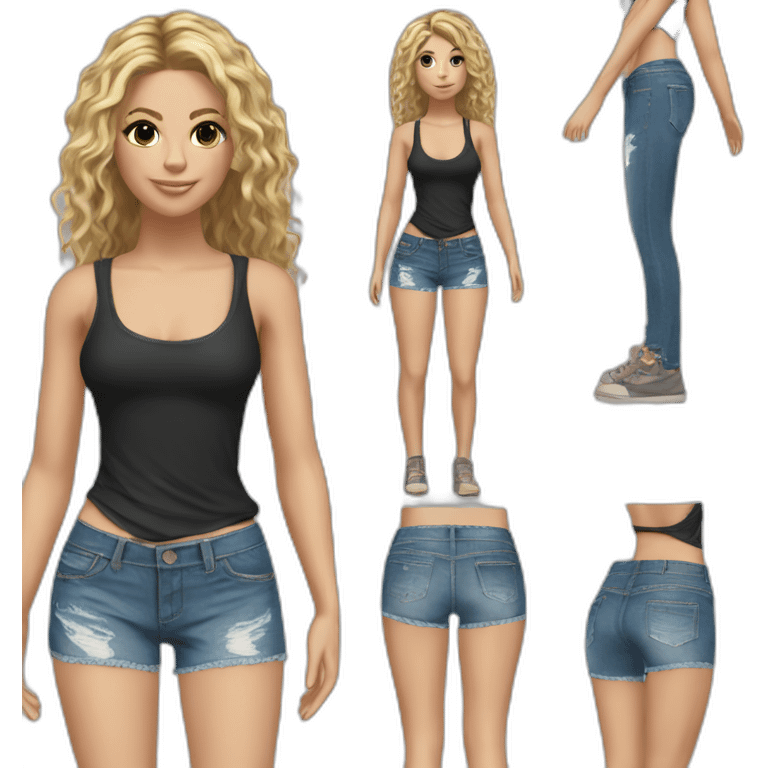 shakira realistic laced top and short jeans emoji