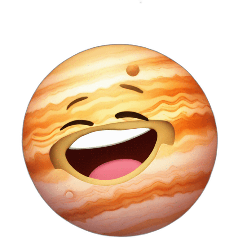 planet jupiter with a cartoon kissing face with smiling eyes emoji