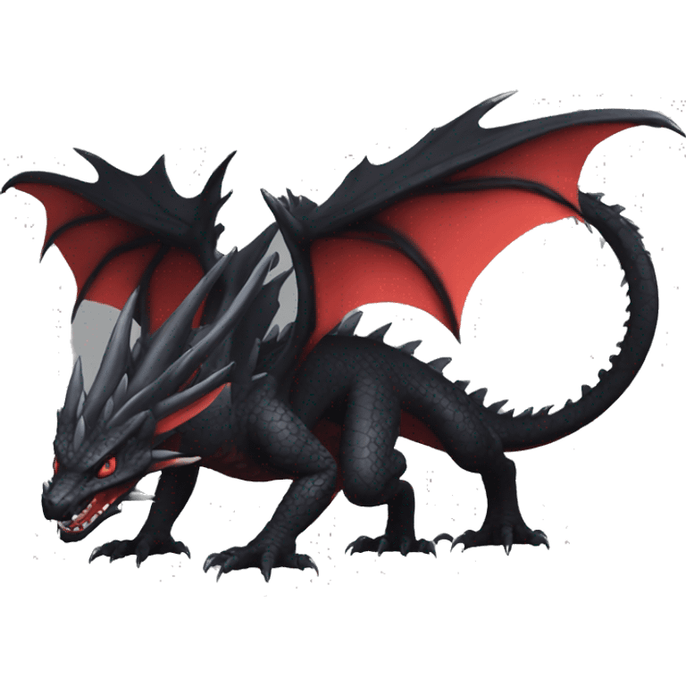 cool edgy black and red Dark-type nargacuga dragon Pokémon full body emoji