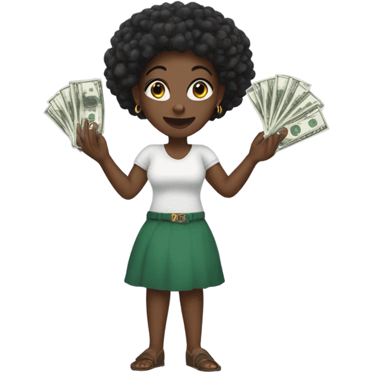 Black girl holding money with long nails  emoji