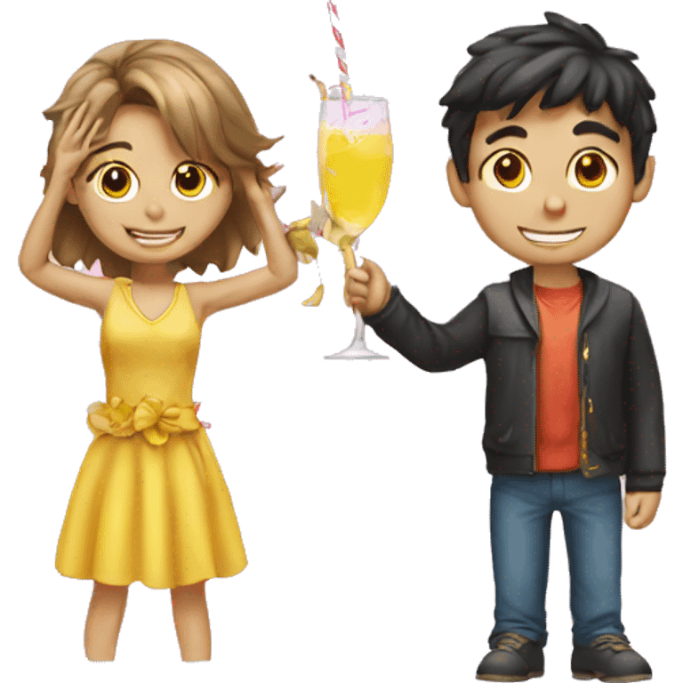 party girl and boy emoji