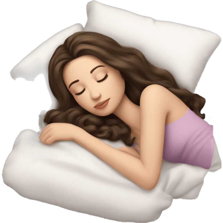 sleeping beauty brunette shoulder length hair white girl with silk pillow emoji