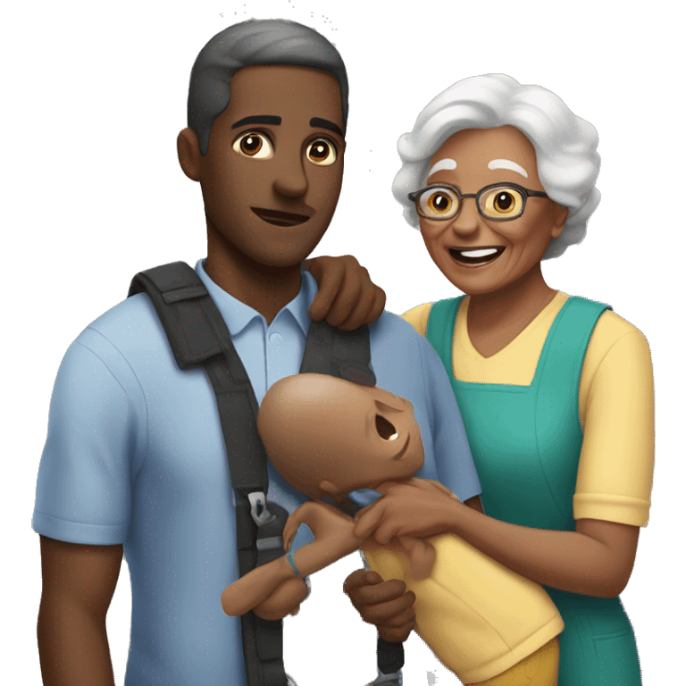 black men helping a grandma emoji