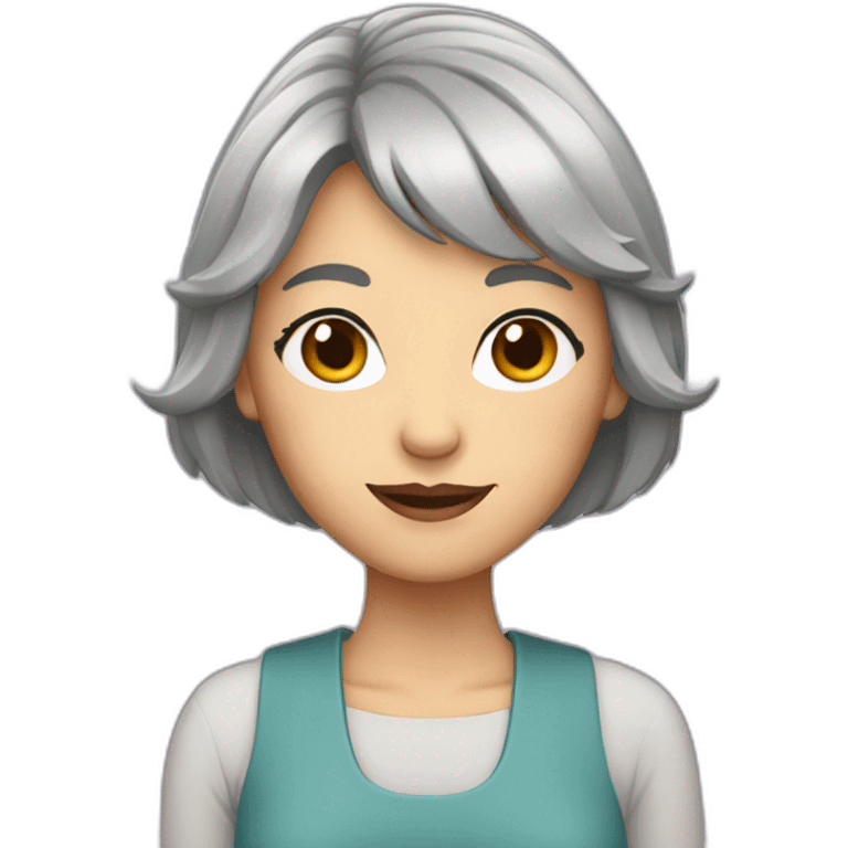 woman with grey hair and bangs, older emoji