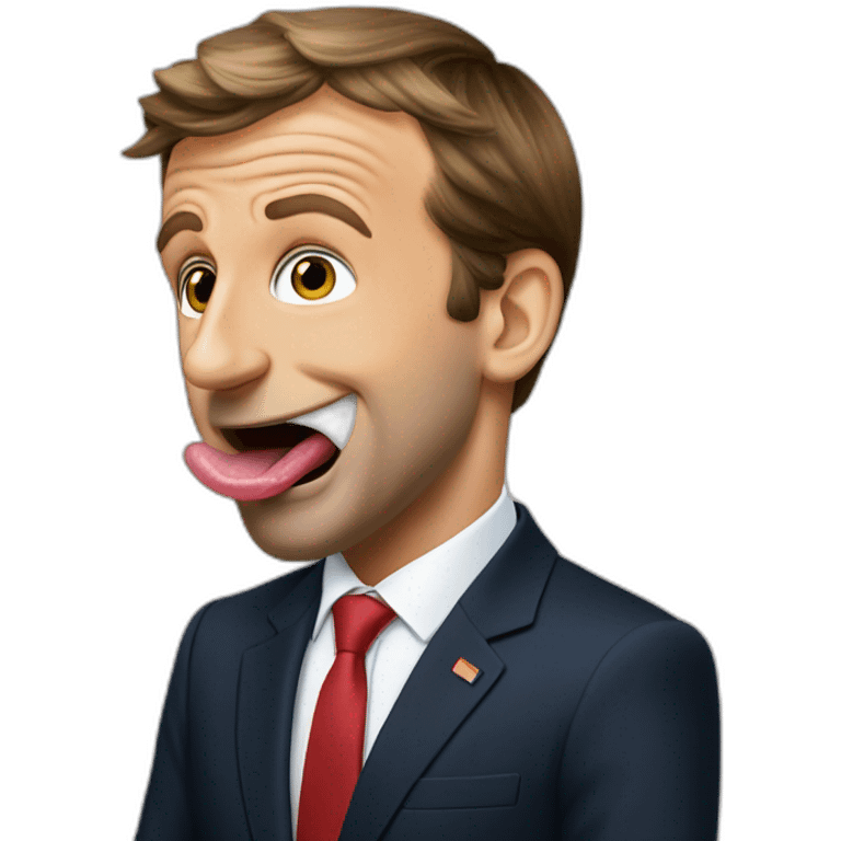 Emmanuel Macron sticking out his tongue emoji