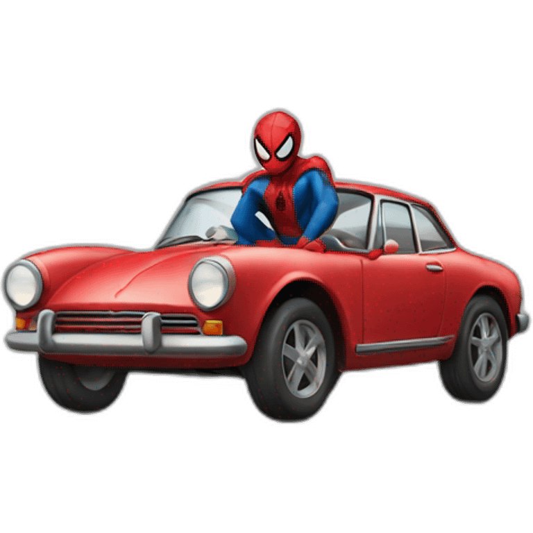 Spider-Man with car emoji