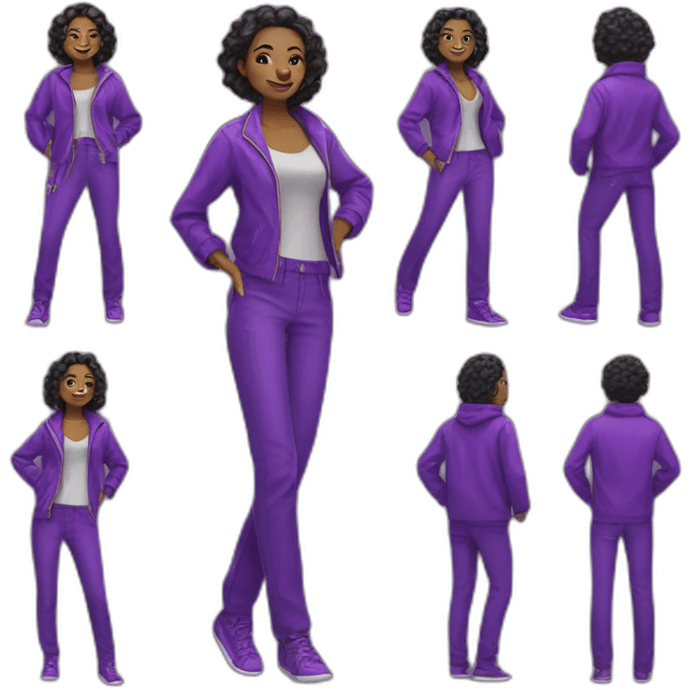 Envision a vibrant emoji featuring stylish purple clothes, adding a touch of flair and individuality to digital expressions. emoji