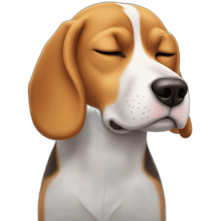 beagle sticking tongue half out while sleeping emoji