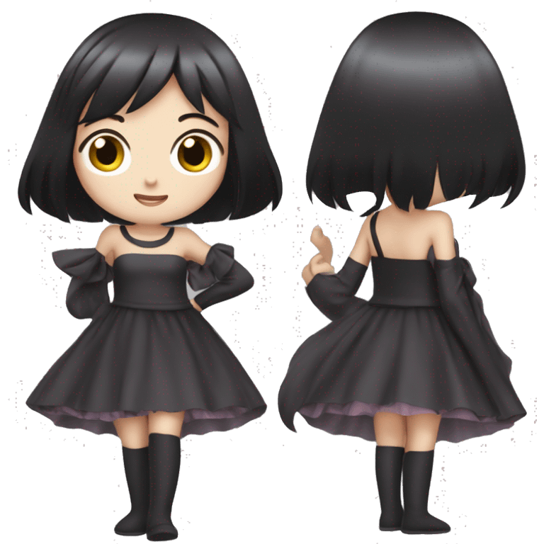 alittle girl with straight hair and kuromi dress emoji